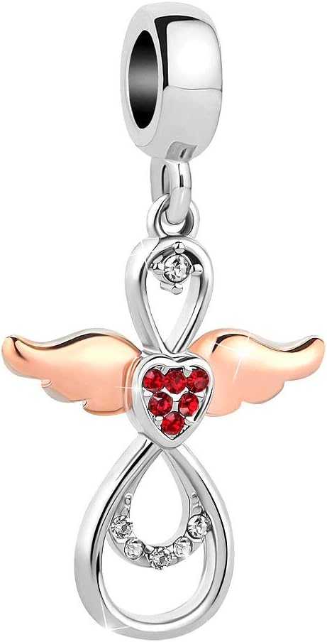 Rose Gold Angel Wing Charms Guardian Angel Beads Fits European Charm Bracelet