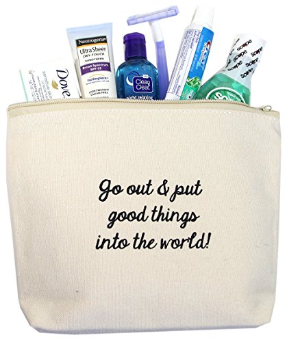 Jules Natural Canvas Tote Bag With Zipper Closure "Go Out And Put Good Things Into The World"