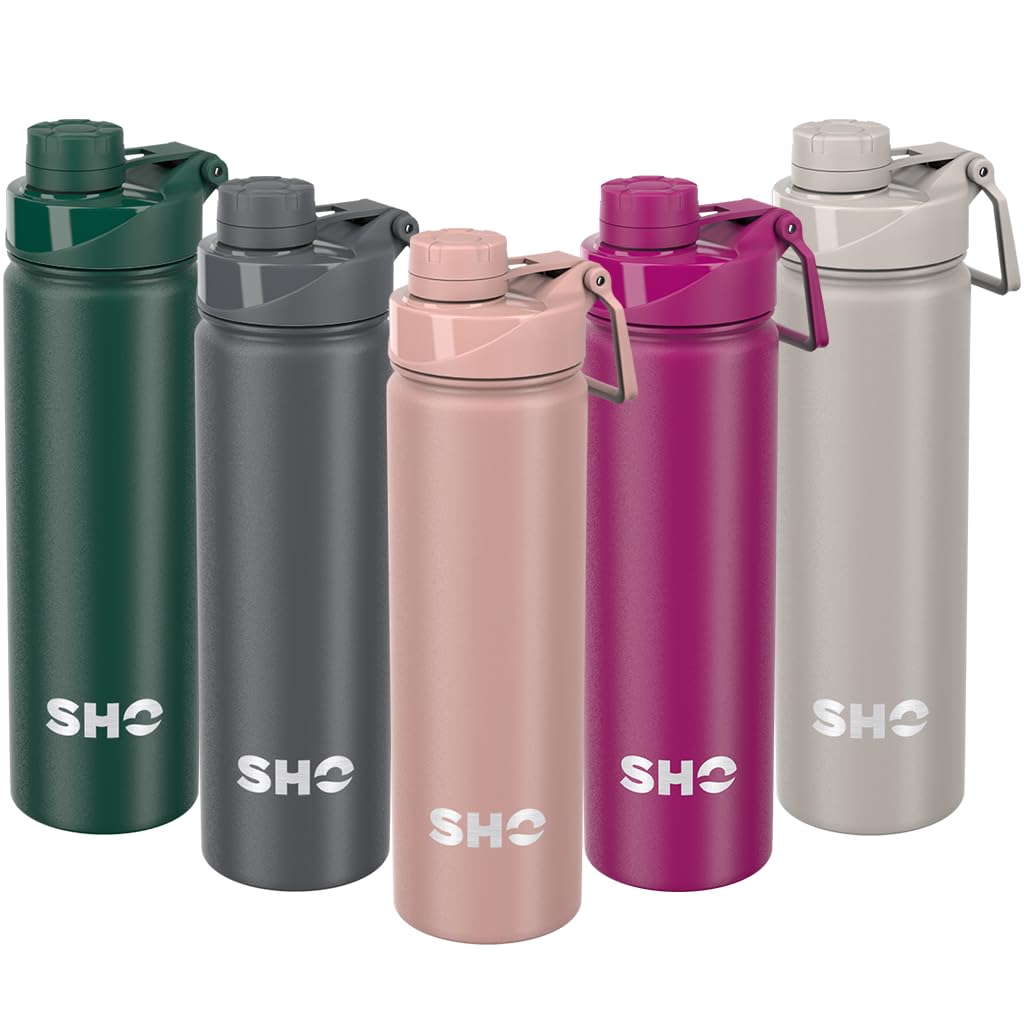 SHO Stainless Steel Sports Bottle - Leak Proof, BPA Free, No Sweat, Vacuum Insulated Double Walled Metal Flask Water Bottle - 12 Hours Hot 24 Hours Cold (660ml Dusty Rose) — image 1