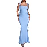 Auraxe Formal Wedding Guest Long Dresses for Women Elegant Bodycon Ruffle Corset Cocktail Party Maxi Dress