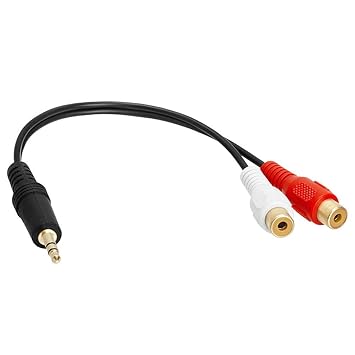 C&E M-CNE63119 6Inch 3.5mm Stereo Male to 2 RCA Female Cable Gold-Plated (Red/White)