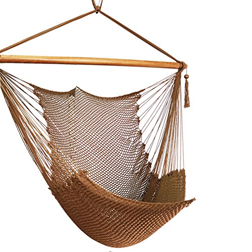 Best Sunshine Large Caribbean Hammock Hanging Chair with Footrest, Large Hammock Net Chair, Polyester (Brown)