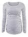 Ecavus Womens Casual Maternity Tops Pregnancy Clothing (M, White Black Stripe)