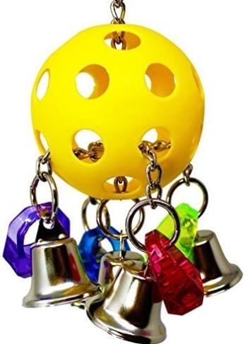 Difunisea Bird Toy Bellpull Cage for Parrot, Conure,African Grey, Cockatiel,Aviary,Cockatoo, Macaw 4 Rings, 4 Bells, 1 Ball (Bell)