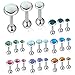 EVELICAL 3Pcs 316L Surgical Steel Opal Ear Pierced Tragus Helix Earring Cartiliage Piercing Earring Body Piercing Jewelry