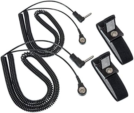 Black Grounding Earthing Wrist Strap 2 Pack. Use for Earth Connection &amp; EMF Radiation Protection - Use for Desk, Floor, Bed, Pillow or Yoga