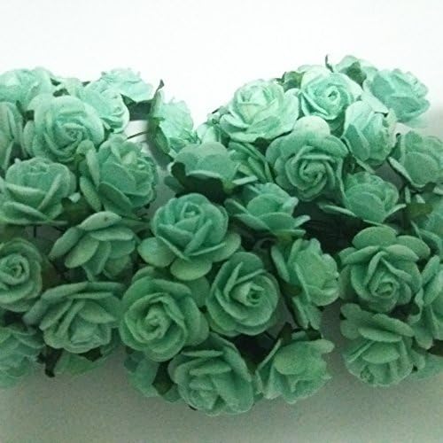 50 Mint Green Mulberry Paper 15mm Flower DIY Wedding Card Craft Scrapbook Rose Scrapbook Craft Wedding NO 166