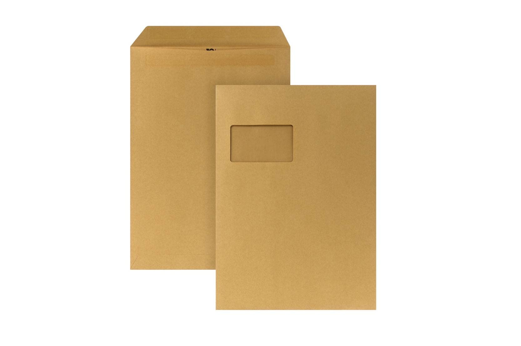 Posthorn C4 (Pack of 250), Self-Adhesive Mailing Bags with Window, Brown Mailing Bags for Daily Correspondence, Business Mail etc. 324 x 229 mm, 90 g/m²