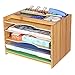 SONGMICS Bamboo File Organizer Paper Sorter with 5 Adjustable Shelves Top Storage Compartments Natural UOFS44Y