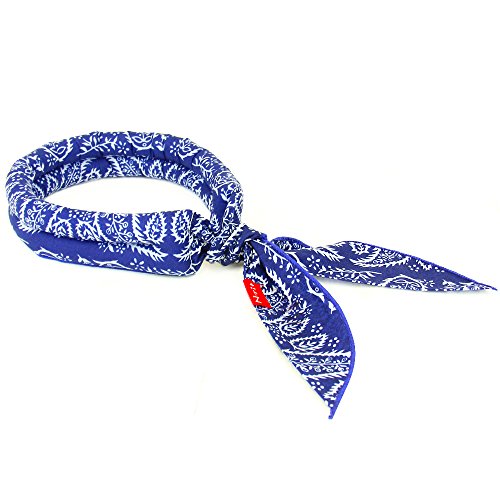 N-rit Cooling Scarf [Blue Paisley, Cotton], Wrap a Soaked Tie Around Neck to Chill Out. Crystal Polymers Keeps Wet and Reusable. Great for Outdoors, Sports, Travel, Exercise