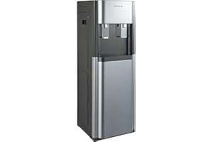 HELRGELRN Bottom Loading Water Cooler Dispenser for 5 Gallon Bottles, Stainless Steel Water Cooler w/2 Temperature Settings - Hot&Cold Water, Freestanding Water Dispenser for Home Office Living Room (Dark Gray)
