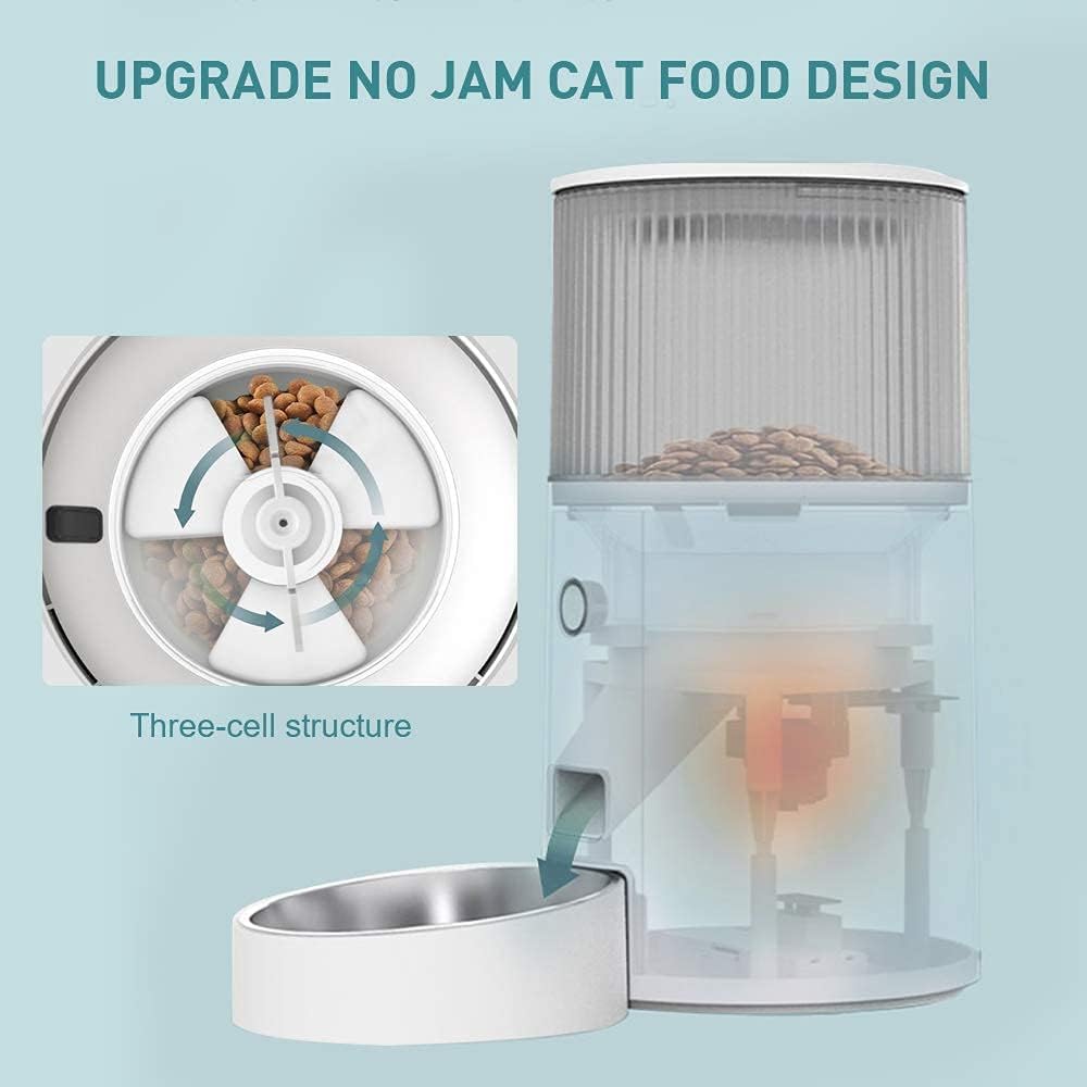 YOUMI Automatic Cat and Dog Feeder APP Control Timed with Dual Power Supply, Desiccant Bag for Dry Food, Specially Designed 2.5L Capacity to Keep Cat Food Fresh and Weight Management : Kitchen & Dining