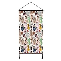 DJKMI Kids Stylish Hanging Poster,Giraffe Crocodile Teddy Bear Elephant Bird Cartoon Toy Animals Castle Comic Decorative for Living Room Bedroom,13" W x 47" H