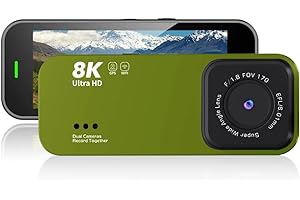 LENSUGE Dash Camera for Cars,Ultra HD 8K Dash Cam Front and Rear, Dash cam with Night Vision,Built-in Wi-Fi & GPS,3.16”IPS Screen,170°Wide Angle,WDR, 32GB Card,24Hrs Parking Mode - OliveDrab