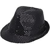 LKQBBSZ Western Sequin Fedora Hat Bling Dance Hats Shining Sequin Hat for Women man