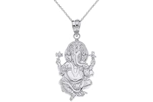 CaliRoseJewelry Sterling Silver Hindu Lord Ganesh Ganesha Elephant Hindu God of Fortune Charm Pendant