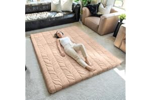 ZonLi Japanese Floor Mattress Futon Mattress Full Size, Thicken Roll Up Tatami Mat 100% Cotton Washable Cover, Portable & Foldable Floor Bed Mattress for Sleeping, Dormitory, Adult Kids, Coffee