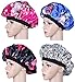 FIBO STEEL 4 Pcs Soft Satin Hair Bonnet for Women Girls Silk Sleeping Salon Cap Bonnet Set