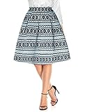 Allegra K Woman Geometric Prints Unlined Pleated A Line Midi Skirt