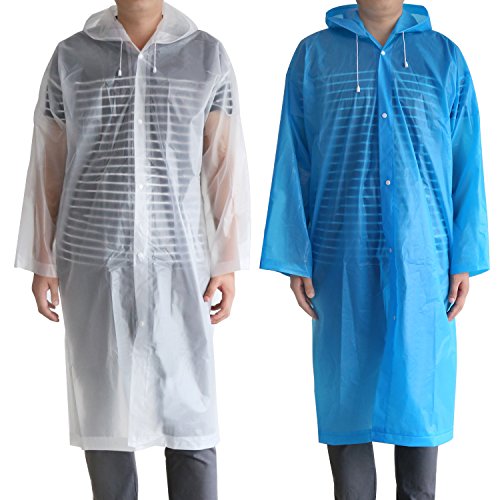 Accmor 2 pcs reusable rain poncho raincoat with hood and sleeves …