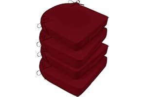 Basic Beyond Patio Chair Cushions for Patio Chairs, 19 x 19 Outdoor Chair Cushions Set of 4 Waterproof Outdoor Seat Cushions for Outdoor Chairs with Handle and Attached Straps, Burgundy