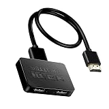 Mkoder 4K HDMI Splitter 1 in 2 Out for Dual Monitors - HDMI Hub & Dual Monitor Adapter, Mirror 1 Source to 2 Displays in 4K@30Hz, Full HD 1080P 3D (No Extended Display)
