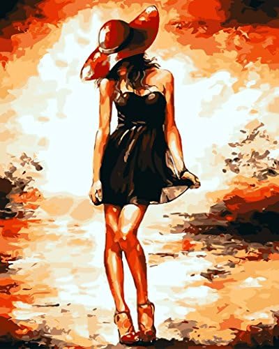 [Wooden Frame]Diy Oil Painting for Kids, Students, Adults Beginner,Paint by Number Kits-20x16 inch,Sexy Lady