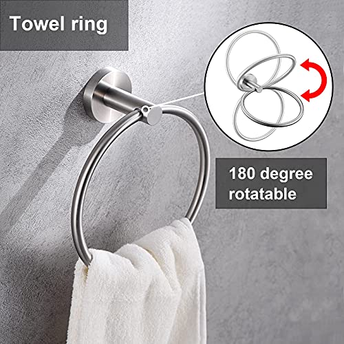 Brushed Nickel Toilet Paper Holder, Towel Ring Set 2 Pieces Hand Towel