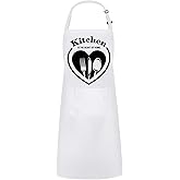 Hyzrz Funny Adjustable Aprons Baker Costume with Pocket Cook Grill BBQ Chef Apron Gifts for Fathers Mothers Day Birthday (Kitchen Is The Heart of Home, White)