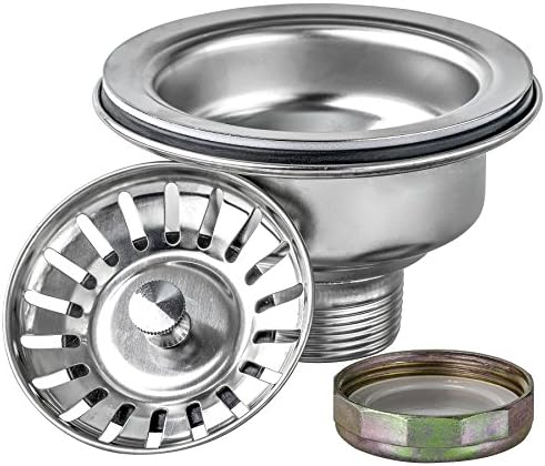 Golden Vantage 3.5-inch Kitchen Sink Drain Assembly with Strainer Basket & Stopper, all Stainless Steel Durable and Rustproof (Plug-in Strainer)