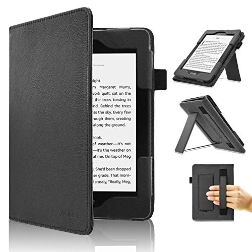 ACdream Kindle Paperwhite Case 2018, Support Strap Folio Smart Cover Leather Case with Auto Sleep Wake Feature for All New and Previous Kindle Paperwhite Models, Black