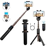 AROVA Selfie Stick Tripod Bluetooth, Extendable Selfie Stick with Wireless Remote and Monopod Stand for iPhone X/8/7/Plus/Galaxy S9/S8/Plus, Gift Pouch Included