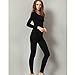 Liang Rou Women's Crewneck Stretch Top & Bottom Thin Underwear Set Black M Medium / 8-10 1 Set Black
