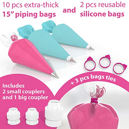 Cakebe 82 pcs Cake Decorating Kit - Cake Decorating Supplies with Cake Turntable - Extended Baking Supplies Kit with 54 Numbered Decorating Tips and Cake Leveler - Includes Pattern Chart - Thumbnail 5