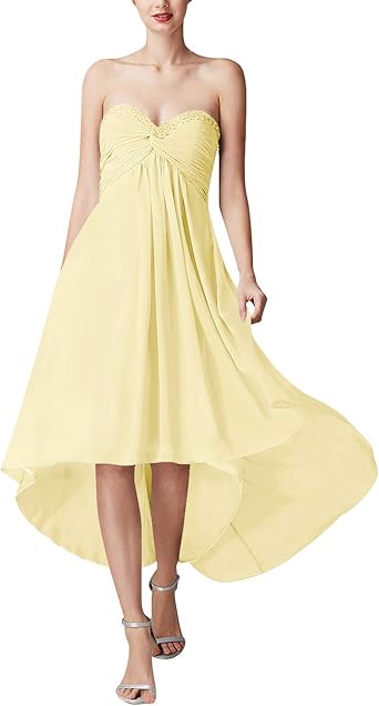 Vkstar Robe Empire Femme Epaules Denudees Soiree Cocktail Robe Asymetrique Bustier Dos Nu Pour Mariage Invite Femme Jaune 48 Amazon Fr Vetements Et Accessoires