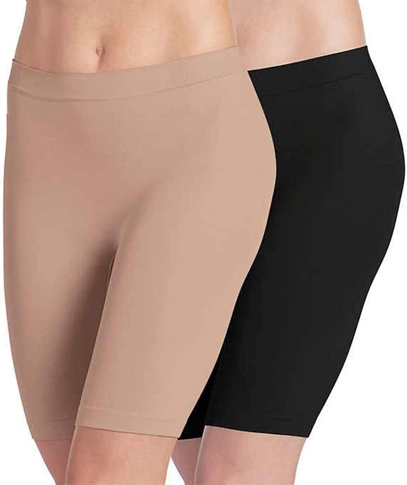 Jockey Ladies' Skimmies Slip Short Smooth Lightweight Mid-Length, 2 Pack, Black, Nude, Small at  Women’s Clothing store