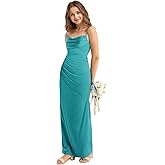 Inpown Satin Junior Bridesmaid Dresses for Teen Girls A-Line Pleated Flower Girl Dress Jr Long Formal Gowns with Slit