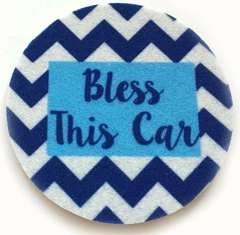 Bless This Car - Cup Holder Coasters - Absorbent Car Coasters - 2 Pack