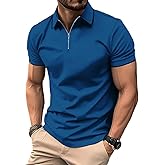 ZITY Polo Shirts for Men Quarter Zip Casual Shirts Short Sleeve Moisture Wicking Golf Polo Collared Shirts