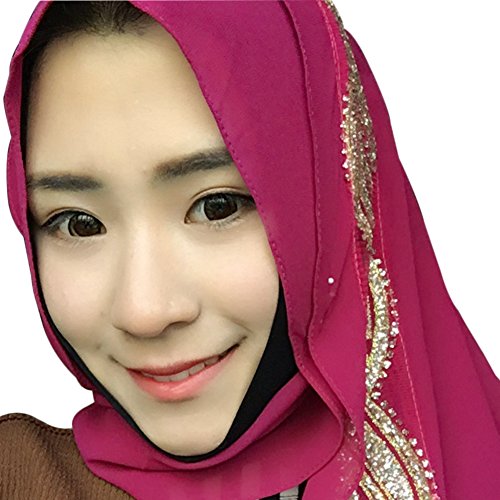 Zhengpin Scarf Muslim Headscarf Hijabs Cap for Women Long Shawl Gold Glitter