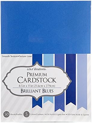 Darice Core'dinations Value Pack Cardstock (50 Pack), 8.5 by 11", Brilliant Blue (6 packs)
