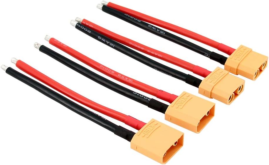 OliYin 2pairs XT90 Plug XT-90 Male Female Connectors Cable with 12awg 10cm Slicone Wire for RC LiPo Battery FPV Turnigy/Zippy(pack of 2)