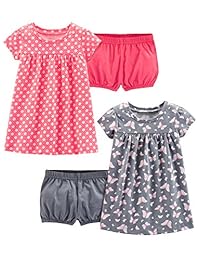 Conjuntos de vestidos de manga corta y sin mangas simples de 2 mangas para bebés y niñas pequeñas de Carter