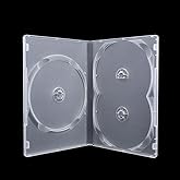 Leadigol Plastic CD Bags Portable Movie Box Clear Cover,Disc CD &amp; DVD Cases with Hinged Flip Tray and Outer Clear Sleeve,for 3 Disc Full Wrap Disc Holders