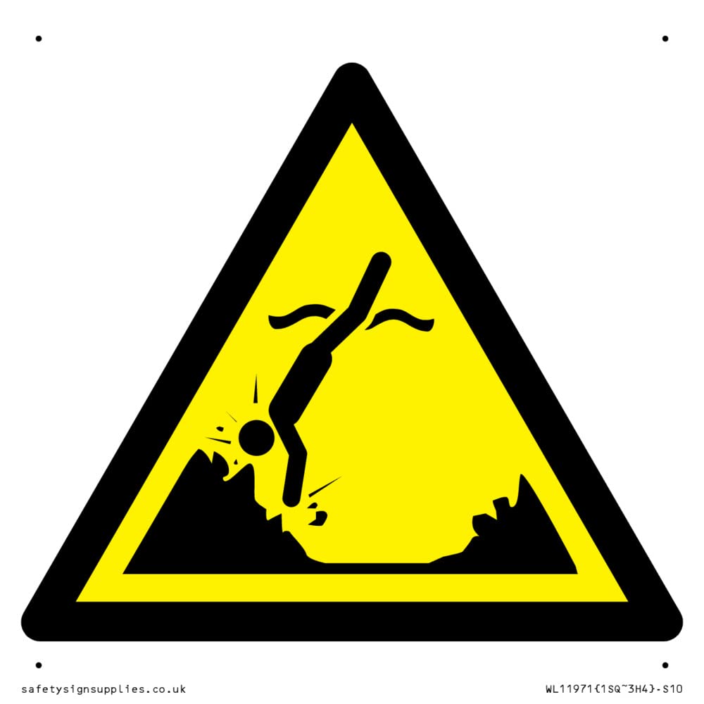 W049 Warning: Submerged objects Sign - 100x100mm - S10