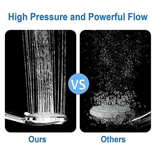 High Pressure Handheld Shower Head - 6 Spray Settings Hand Held Shower with 59\'\' Stainless Steel Hose, Adjustable Overhead Bracket and Wall Bracket, Built-In Power Wash Function