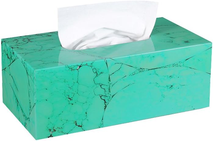 Tissue Cover Holder,Creative Marble Texture Rectangular Wood Tissue Box Cover Dispenser Napkin Organizer for Bathroom Bedroom Office and Car …