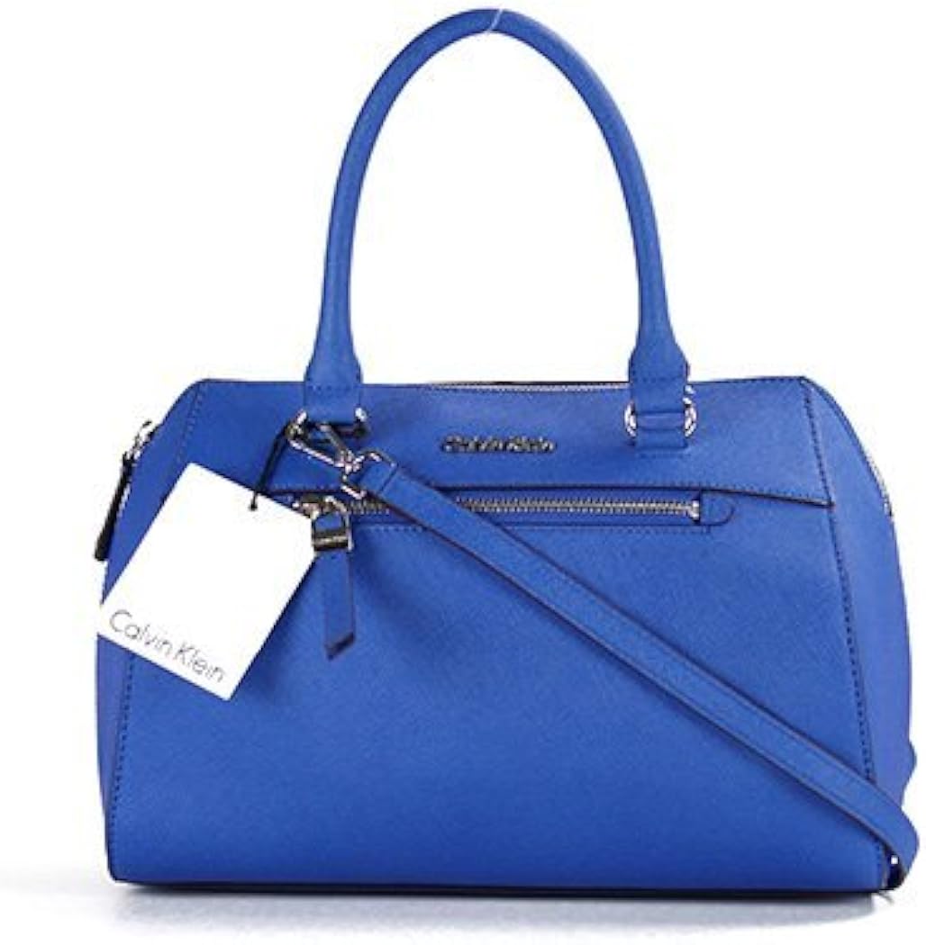 Calvin Klein Saffiano Leather Satchel Handbag Cornflower Blue Handbags