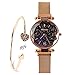 Fungorgt Women's Analog Watch with Stainless Steel Mesh Band, 34mm Dial, 43g Weight, 8mm Thickness, Adjustable Band Length, Water Resistant, Magnetic Movement