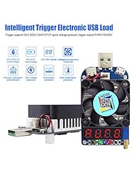 Probador de carga electrónico Módulo de resistencia de carga USB Trigger QC2.0 QC3.0 35W 0.25 5A HD35 Descarga de interfaz USB Corriente ajustable Control de temperatura inteligente inteligente con ventilador de enfriamiento